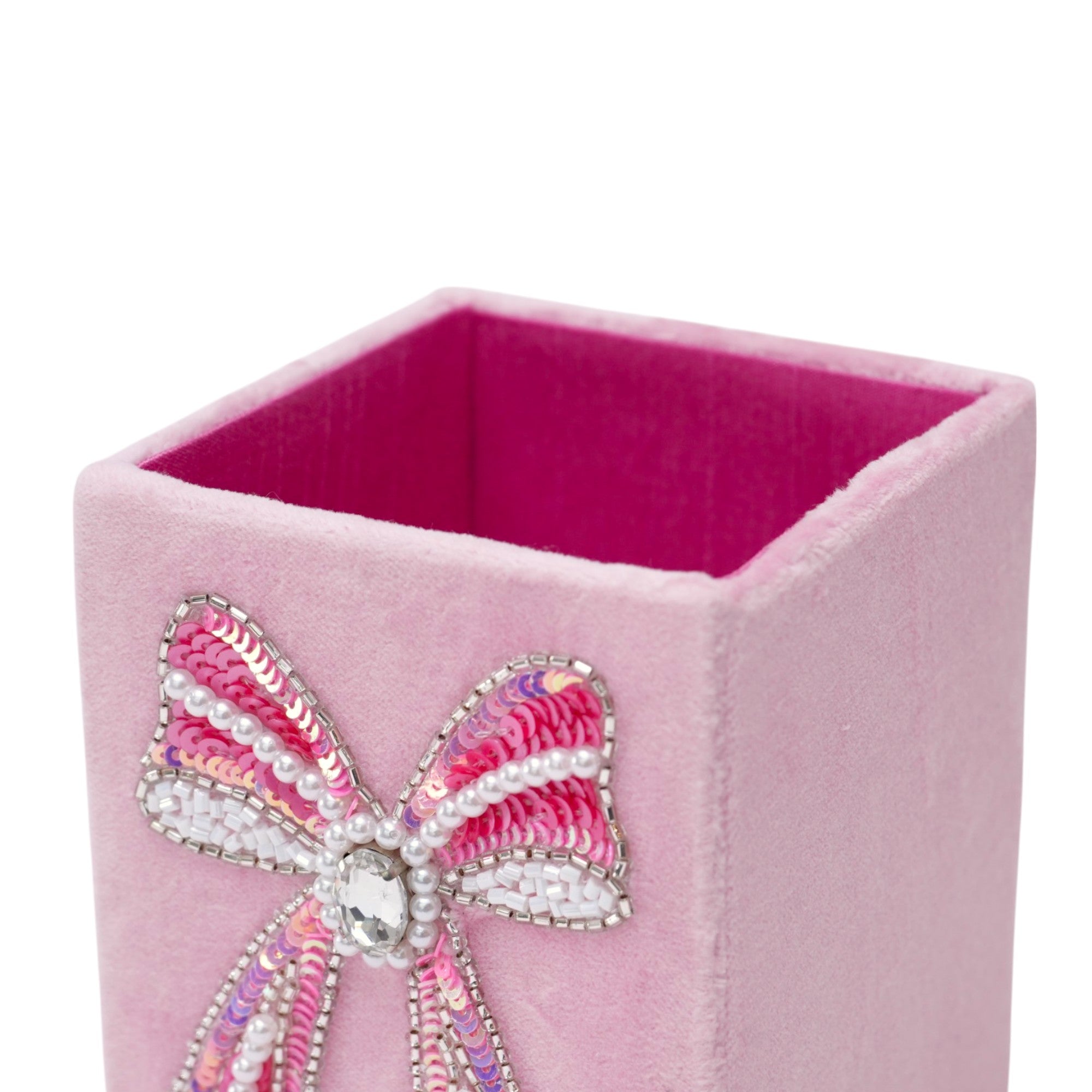 Bow Design Beaded Embroidered Pen Stand